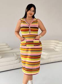 SHEIN EZwear Vestido casual de vacaciones con botones delanteros tallas grandes - Multicolor - Ver 7