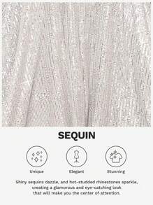 Glamine Charm Women's Sexy Asymmetrical Sequin Christmas Camisole, Sparkly Top For Nightclub Party For Holiday Party Clothes Tops Women, Valentine's Day - Silver - View 7