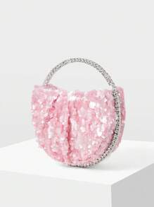 MOTF PREMIUM TOP HANDLE BAG WITH SEQUIN AND RHINESTONE DETAILS - Pink - View 6