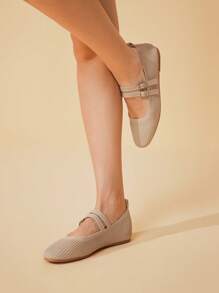 CUCCOO BASICS CUCCOO Women's Adjustable Buckle Design Fashion Flat Loafers - Apricot - View 6