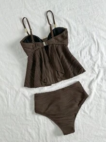 Swim Chiccia Women Summer Spaghetti Strap Starfish Beaded Elegant Spaghetti Strap High Cut Bikini Top - Coffee Brown - View 4