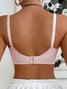 SHEIN 1pc Seamless Wireless Bra For Women - Pink - View 2