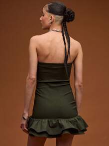 COUREZ 荷叶边抹胸连衣裙/女士夏季穿搭/夏季连衣裙/街头休闲/Y2K复古风