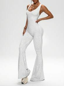 Slayform Slayform 1pc Leopard Print Ruched Back Deep V Flared Jumpsuit Y2k Glowmode - Multicolor - View 4