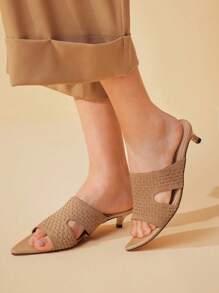 CUCCOO BASICS Sandalias de tacón de aguja de punta fina para mujer, diseño versátil - Marrón - Ver 9
