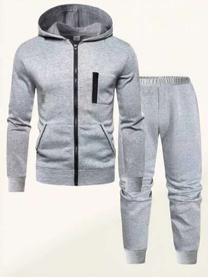 SHEIN Set de 2 piezas de sudadera y pantalón de chándal informal para niños preadolescentes, adecuado para uso diario, commuting y deporte