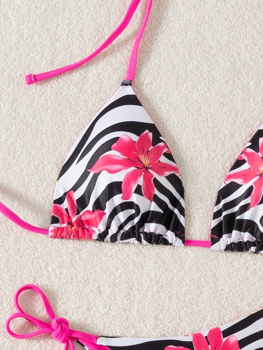 Swim Vcay Damen sexy Leoparden-Muster Bikini, mit seitlichen Bändern, Badeanzug für Sommerurlaub - Verschiedenfarbig - Übersicht 1