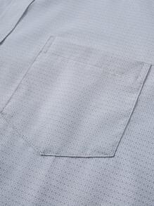 Manfinity Mode Cămașă bărbătească cu mânecă scurtă, culoare solidă, casual, de afaceri, cămașă elegantă casual pentru bărbați - Gri - Vizualizare 5