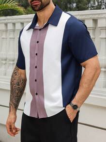 Manfinity Homme Camisa de manga corta para hombre de talla grande, moda apropiada para el verano - Multicolor - Ver 6