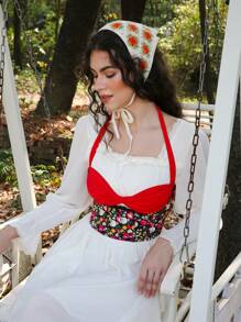 SHEIN 1pc Women's Floral Jacquard Wireless Sexy Bralette UnderwearOuter