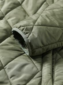 Manfinity Homme Men's Solid Color Single Breasted Casual Winter Jacket Jacket Men's Casual Men Jacket Men Casual Jacket Jackets For Men - Army Green - View 5