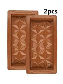 1/2/3PCS3D钻石形硅胶巧克力模具，甜点糖果烘焙工具，适用于迪拜巧克力棒、软糖、厨房配件 - 巧克力棕 - 查看 9