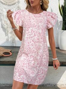 SHEIN LUNE 夏季上衣 女士夏季服装 女士沙滩装 度假连衣裙 夏威夷服装 女士粉色服装 女士仙女裙 女士短裙 - 藍白色 - 查看 4