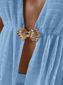 Musera Resort 钩针编织露背金属外壳细节罩衫海滩上衣仅限度假春夏优雅性感海滩度假