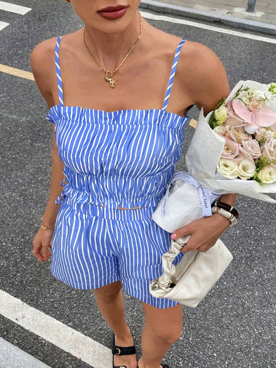 SHEIN Frenchy 女士日常两件套服装 - 藍色 - 查看 1