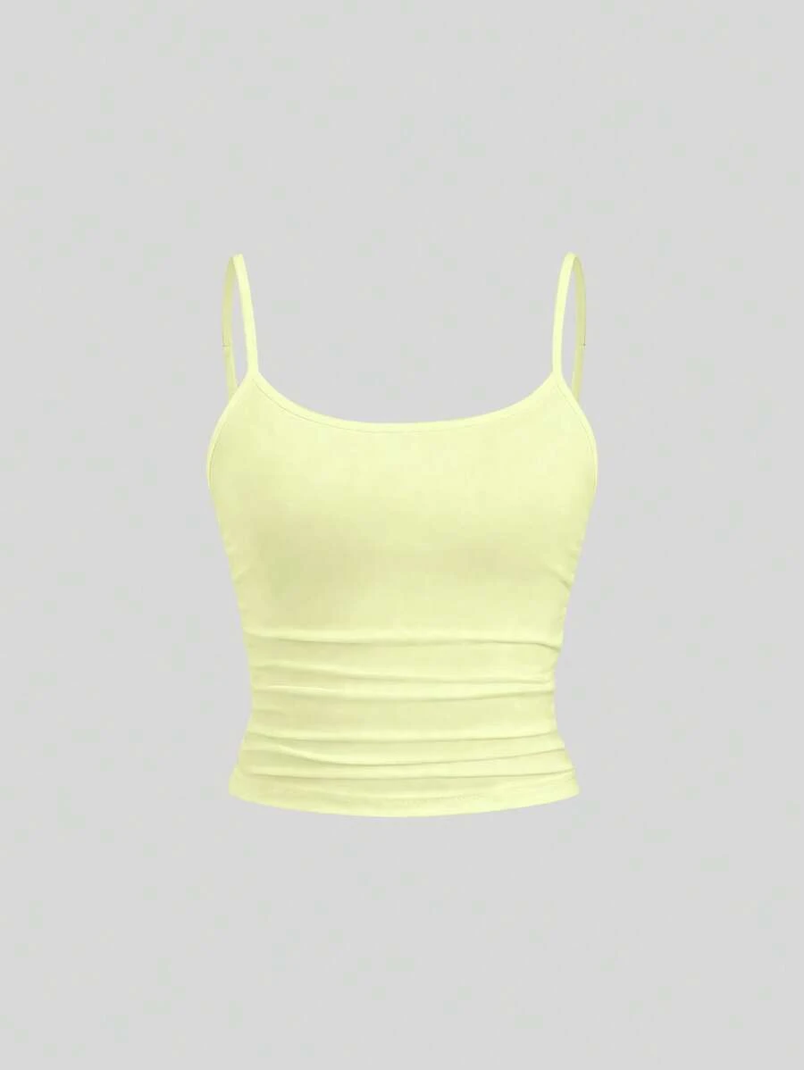 Sweetra 女式修身吊带背心，修身款，分层无袖上衣 Y2K - 黃色 - 查看 1