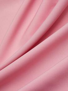 SHEIN MOOSTA 大码女式纯色可爱蝴蝶结装饰优雅夏季A字裙 - 粉色 - 查看 4