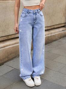 RueChic Jeans dritti con dettaglio sui lati a vita bassa
