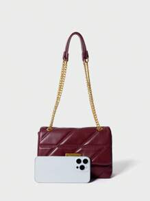 SHECARRY Borsa a spalla donna versatile di colore unito, classica, adatta per San Valentino, borsa elegante da donna, borsa da donna elegante, di lusso - Bordò - Visualizzare 4