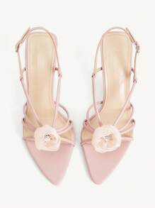 CUCCOO CHICEST 女士高跟凉鞋，尖头镂空粉色花朵 9CM 细高跟性感连衣裙凉鞋，夏季户外凉鞋 - 粉色 - 查看 12