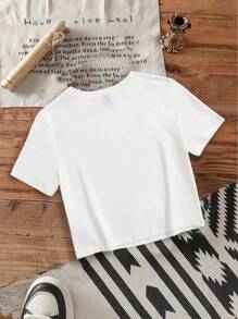 Attitoon 休闲简约小马标志和骑手小图案圆领修身短款短袖 T 恤