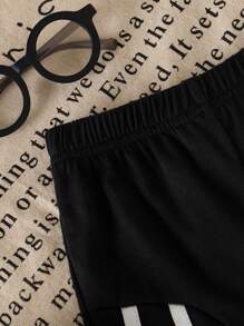 3 Pcs Toddler Boys' Summer Casual White Strap Design Versatile Elastic Waist Loose Comfortable Shorts, Sporty Style