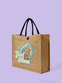 SCOOBY-DOO X SHEIN Cartoon & Letter Print Fashionable Ladies' Vacation 2-In-1 Bag Set , Beach Bag - Khaki - View 3