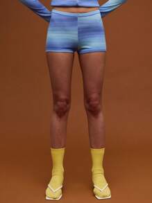 COUREZ Quần short siêu ngắn dệt kim nhuộm loang màu / Trang phục mùa hè cho nữ / Quần short mùa hè / Phong cách đường phố thường ngày / Phong cách vintage Y2K - Nhiều màu - Xem 5