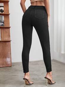 SHEIN Essnce Knöpfe  Einfarbig Jeans