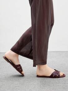 CUCCOO BIZCHIC Women's Comfortable Simple And Versatile Flat Sandals - Chocolate Brown - View 6