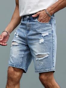 Manfinity LEGND 男士破洞牛仔短裤