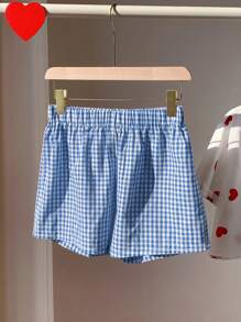 Comfortcana Shorts casual estivi da donna, con vita elastica, fantasia a quadri, larghi, con tasche, taglie forti