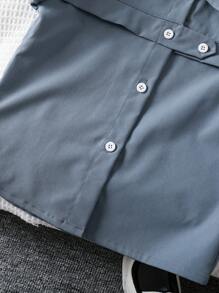 WESTFADE Young Completo casual da ragazzo composto da una maglietta a maniche corte monopetto di colore unito e pantaloncini, 2 pezzi