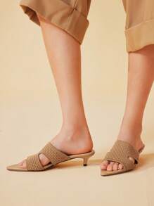 CUCCOO BASICS Sandalias de tacón de aguja de punta fina para mujer, diseño versátil - Marrón - Ver 12
