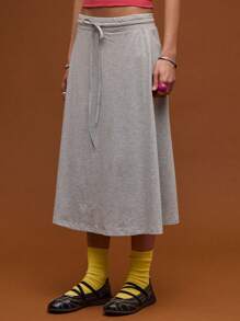 COUREZ Gonna midi in jersey a vita bassa, per look estivi da donna, gonna estiva casual per strada, stile Y2K in cotone vintage
