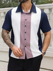 Manfinity Homme Camisa de manga corta para hombre de talla grande, moda apropiada para el verano - Multicolor - Ver 5