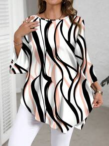 EMERY ROSE Plus Size Casual Minimalist All-Over Print Shirt, Spring/Autumn Spring Blouses For Women Blouses For Women Elegant, Tunic Top,Spring And Fall Outfits, Casual Holiday Style, Casual Holiday Outfits, Summer Fashion, Women's Summer Outfits, Mother's Day Outfits, Country Concert Outfits, Women's Boho Outfits, Women's Western Outfits, Women's Holiday Outfits, Women Summer Clothing Women Plus Clothing Business Casual Woman S Summer Clothes Women Plus Clothing Formal