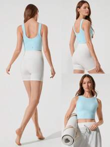 GLOWMODE FeatherFit™ Longline U Back Sports Bra Tank Top Low Impact Yoga Daily Gym Fall Winter