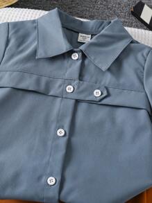 WESTFADE Young Completo casual da ragazzo composto da una maglietta a maniche corte monopetto di colore unito e pantaloncini, 2 pezzi