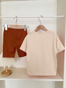 SHEIN Leap Crew Cute Cartoon, Capybara Print, Cute Bow Anime Print, Tween Girls Casual Short Sleeve T-Shirt And Shorts 2 Pieces Set, Suitable For Summer - Multicolor - View 3