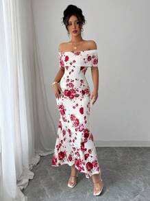 Elenzga Ladies Elegant Vacation Romantic Summer Long Dress - Apricot - View 5