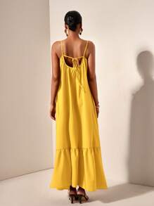 Zivah Holiday Style Spaghetti Strap Ruffle Trim Oversized Dress - E