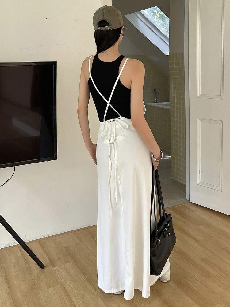 Women's Plain Color Spaghetti Strap Sleeveless Casual Summer Denim Dress