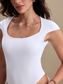 Eassivo Women's Simple Crew Neck Short Cap Sleeve Casual Romper, Spring/Summer