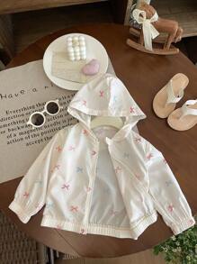 SHEIN Baby Girl/Toddler 0-3 Years Lightweight Casual Hooded Jacket, Spring/Summer