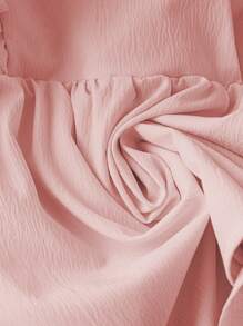 Franclia Women's Sweet Ruffled V-Neck Sleeveless Smock Top With Tie, Short Blouse, Spring/Summer - Baby Pink - View 6