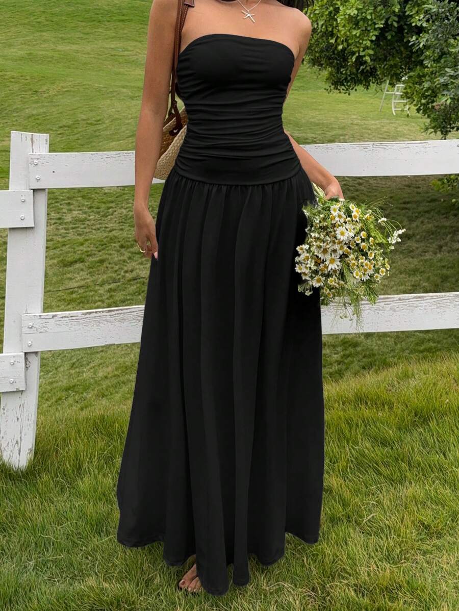 SHEIN EZwear Women's Casual Black Dress For Summer Vacation Dress - Black - View 1