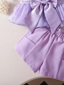 Stücke/Set Kleine Mädchen Gewebtes Mesh Leibchen Top Und Shorts Set