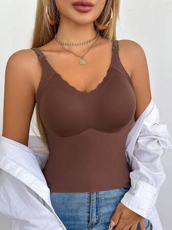 SHEIN Solid Color Breastfeeding Nursing Undershirt (Postpartum) Seamless