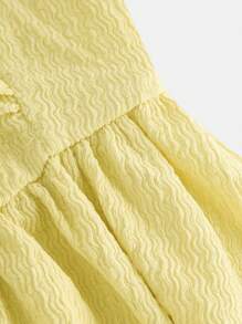 Girlism Tween Girl Solid Color Ruffle Trim Fitted Waist Elegant Yellow Cami Dress, Suitable For Spring/Summer, Music Festivals And Outings - Mustard Yellow - View 4